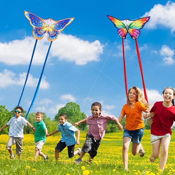 Butterfly Kites for Kids & Adults, Easy to Fly Design with Long Tail for Stability, for Kids Ages