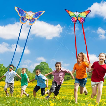 Butterfly Kites for Kids & Adults, Easy to Fly Design with Long Tail for Stability, for Kids Ages