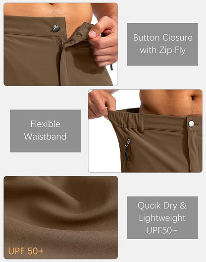 Pudolla Men's Hiking Cargo Shorts 9" Lightweight Outdoor Work Shorts for Men Travel Golf Camping