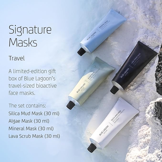 Blue Lagoon Signature Masks Travel Set, Includes Facial Mask Targeting Hydration, Calmness