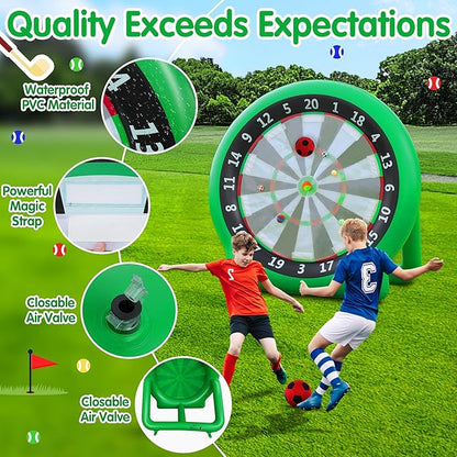 6FT Inflatable Dartboard, Giant Kick Darts Soccer Darts Golf & Throw Dart with Air Pump, Giant