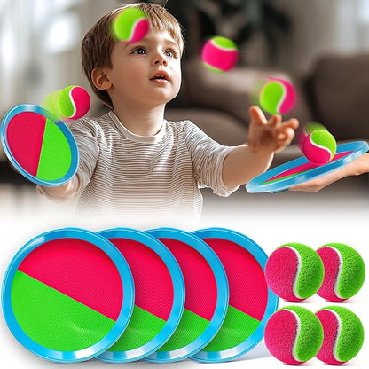 Toss and Catch Ball Game Set, Beach Outdoor Toys for Kids Boys with Paddle, Balls and Storage Bag