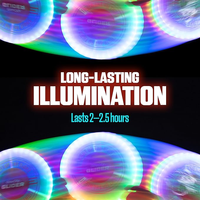 GlowCity Glider LED Glow-in-The-Dark Flying Disc – Bright, Rechargeable, Durable, Water-Resistant