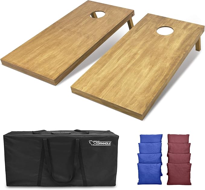 GoSports 4 ft x 2 ft Regulation Size Wooden Cornhole Boards Set - Includes Carrying Case - Full
