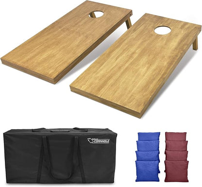 GoSports 4 ft x 2 ft Regulation Size Wooden Cornhole Boards Set - Includes Carrying Case - Full