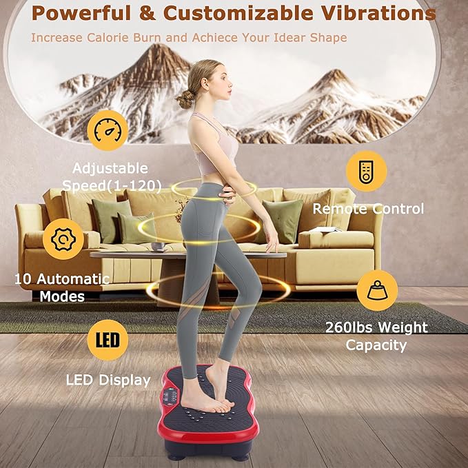 Vibration Plate Exercise Machine, Vibrating Plate Fitness Platform with Remote Control ??Portable