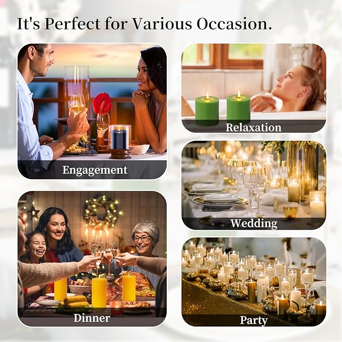 KONNI White Pillar Candles Set of 10, 2"x 4" Unscented Pillar Candles Bulk, 20 Hours Long Burning