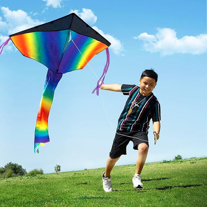 JOYIN 3 Packs Delta Multicolor Kite Warm and Cold Color Easy to Fly for Kids and Adults with 262.5