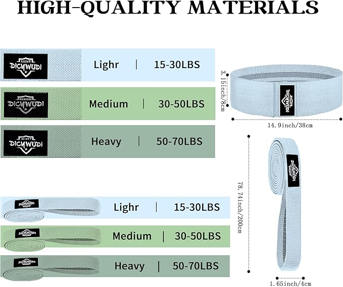 Fabric Resistance Bands for Working Out, 6Pack Non-Slip Exercise Bands for Women and Men, Fabric