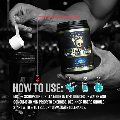 Gorilla Mind Base Pre Workout - Raises Nitric Oxide Intense Focus & Drive Endurance Power