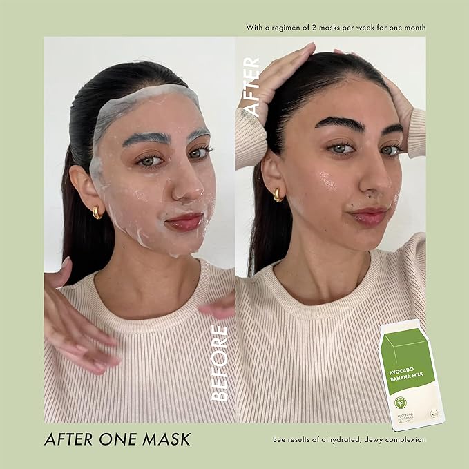 ESW Beauty Avocado Banana Milk - Hydrating Plant-Based Milk Face Mask - Moisturizing with Avocado &