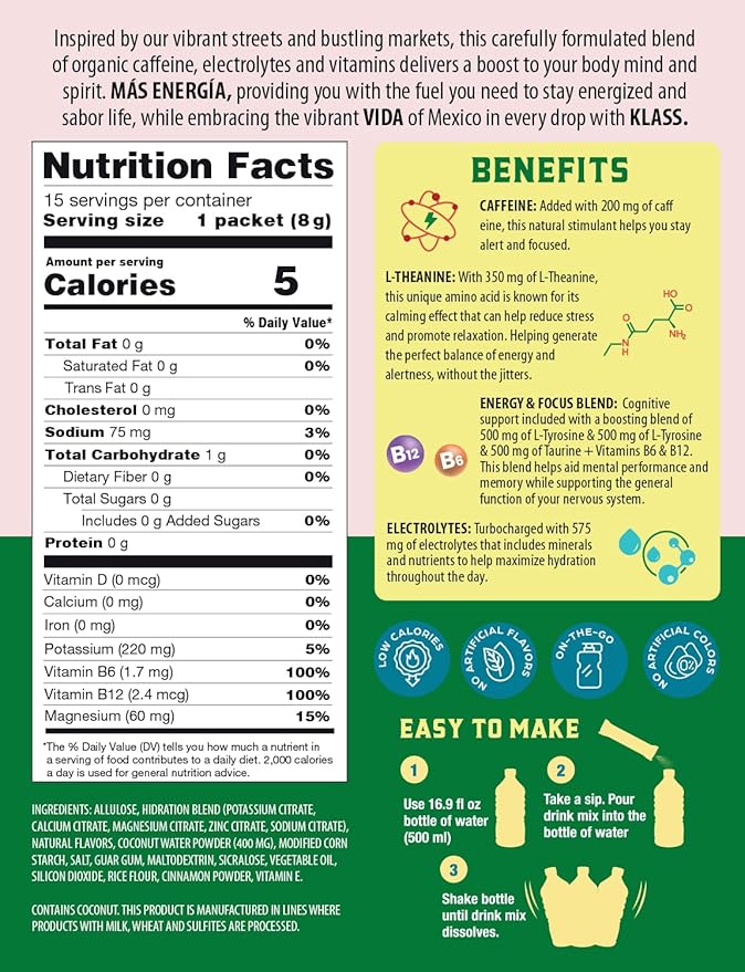 Hydration + Energy Electrolyte Drink Mix ??Strawberry Watermelon Agua Fresca Flavor | Sugar-Free