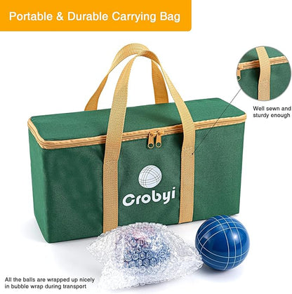 Bocce Balls Set, 90mm Regulation Size and Weight, Durable Beach/Yard/Lawn Game for Kids, Adults and