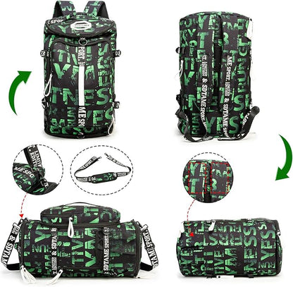Gym Duffle Bag Backpack with Shoe Compartment,4 ways Travel Backpack for Women and