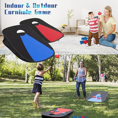 Portable PVC Framed Cornhole Game Set with 2 Collapsible Cornhole Boards, 8 Bean Bags and Carrying