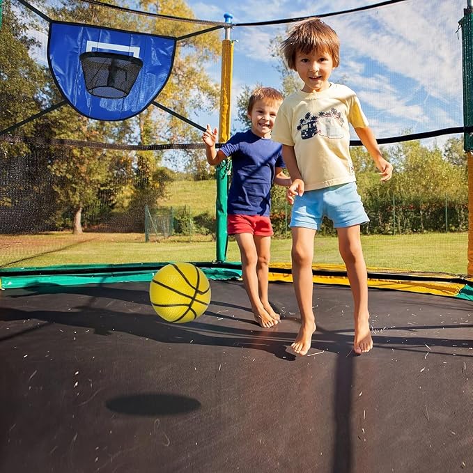 Trampoline Basketball Hoop with Pump and Mini Ball, Waterproof, Sunscreen Soft Materials, Easy to
