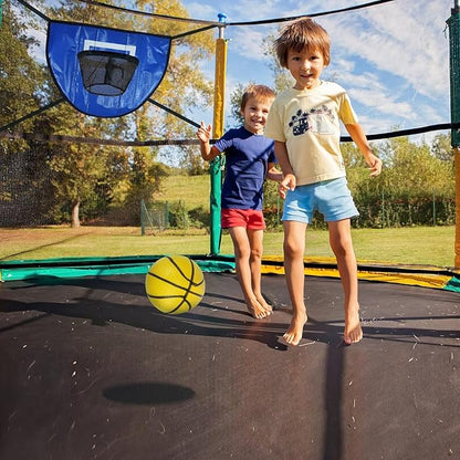 Trampoline Basketball Hoop with Pump and Mini Ball, Waterproof, Sunscreen Soft Materials, Easy to