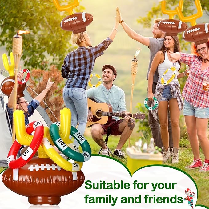 2 Set Inflatable Football Post Ring Toss, Goal Post Ring Game, Football Goal Post for Kids, Family