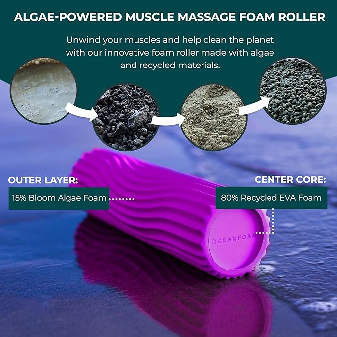 Oceanfoam Ripple Travel Foam Roller (11" x 3.35") Firm Mini Foam Roller for Physical Therapy, Deep