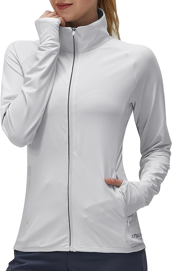 Women's UPF 50+ UV Sun Protection Clothing Long Sleeve Athletic Hiking Shirts Lightweight SPF Zip