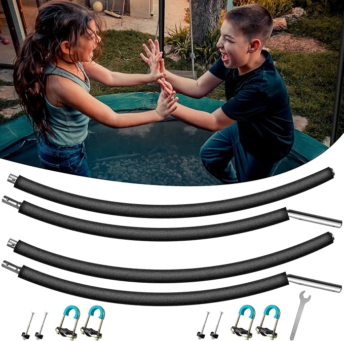 2PCS Trampoline Curved Poles, Universal Trampoline Replacement Enclosure Poles to Fit 8-16FT Curved