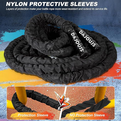 Battle Rope Workout Equipment 1.5 Inch Diameter 30FT Exercise Heavy Weighted Diameter Battle Rope