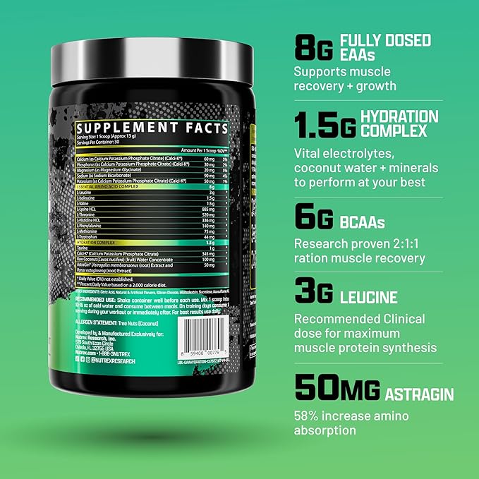 Nutrex Research EAA Hydration | EAAs + BCAAs Powder | Muscle Recovery, Strength, Muscle Building