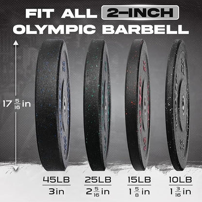 Yes4All 2" Bumper Plate, 10-190 LB Olympic Rubber Weight Plate with Steel Hub for WeightLifting