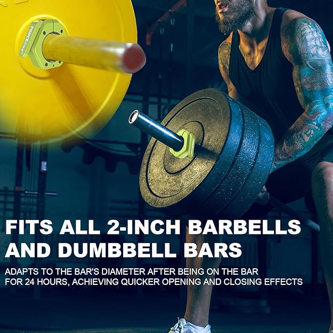 Barbell Clips (Pair), Barbell Clamps, Quick Release Olympic Barbell Clamps with Anti Slip TPR Grip