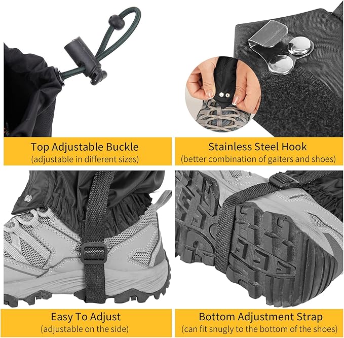 2PCS Gators for Hiking Boots-Gaiters for Hiking, Waterproof, Sandproof and Anti-Mosquito Bites for