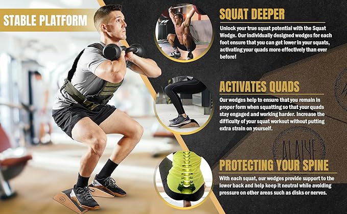 Squat Wedge Blocks (Set of 2) ??Non-Slip Slant Boards for Lower Body Workouts, Ankle and Calf