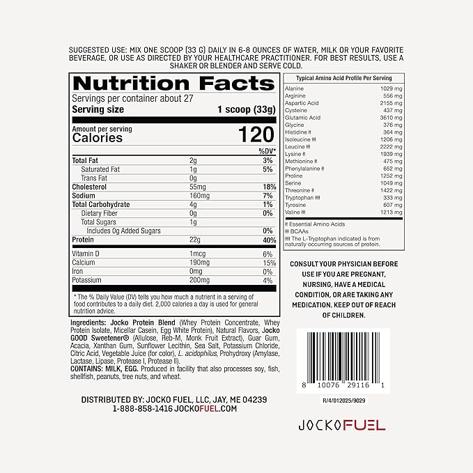 Jocko Fuel Mölk Whey Protein Powder 22g Low Sugar Monk Fruit Blend - Muscle Recovery & Growth