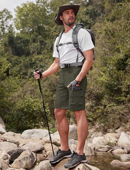 CRYSULLY Men's Hiking Cargo Shorts Outdoor Summer Lightweight Quick Dry Work Casual Shorts with 5