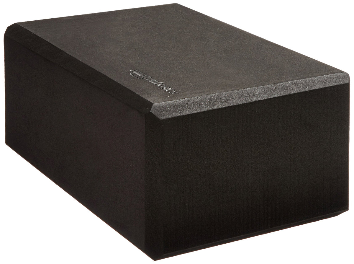 Amazon Basics Non-Slip Yoga Blocks, Set of 2, Deepen Poses, 4" x 9" x 6", Black
