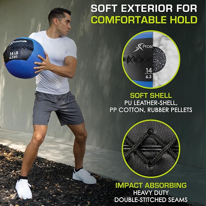 ProsourceFit Soft Medicine Balls, Wall Balls and Full Body Dynamic Exercises, Color-Coded Weights: