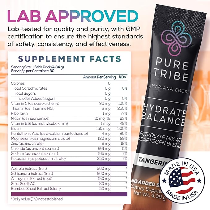 Electrolytes Powder Packets - Sugar Free Hydration Powder Drink Mix Loaded with 6 B Vitamins &