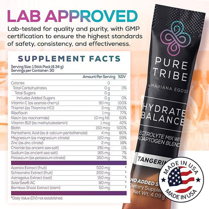 Electrolytes Powder Packets - Sugar Free Hydration Powder Drink Mix Loaded with 6 B Vitamins &