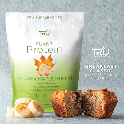 TRU Supplements Plant Based Protein Powder, BCAA, EAA, 20g Vegan Brown Rice & Pea Protein, 100