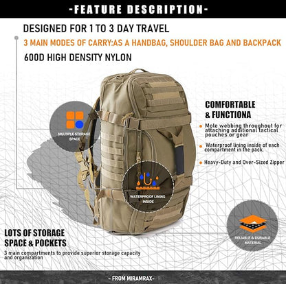 Gym Bag Duffle Bags Backpack - Travel Weekender Bag for Men Women Workout Bag for