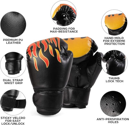 Odoland 3-in-1 Kids Youth Boxing Set - Punching Mitts, Kick Pads, Gloves for Boxing, Kickboxing