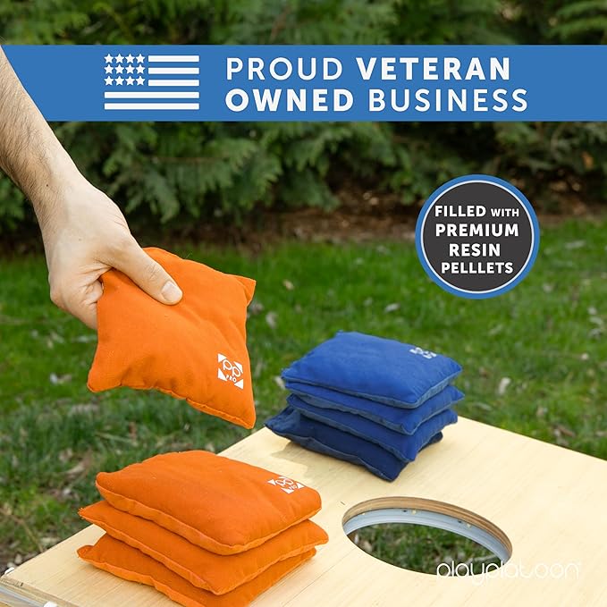 Professional Cornhole Bags - Set of 8 Regulation All Weather Double Sided - Sticky Side/Slick Side
