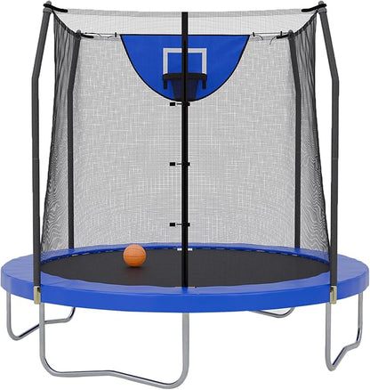 Skywalker Trampoline Outdoor 8 FT, 12 FT, 15 FT Jump N’ Dunk Round Outdoor Trampoline with Net
