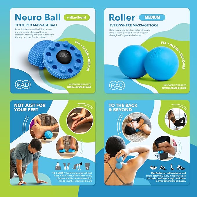 RAD Back Relief Massage Set ??Myofascial Release Bundle for Back Pain, Muscle Recovery, and