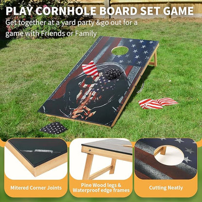 Cornhole Set, Corn Holes Outdoor Game, Regulation 2X4 Cornhole Boards, Portable Cornhole Set