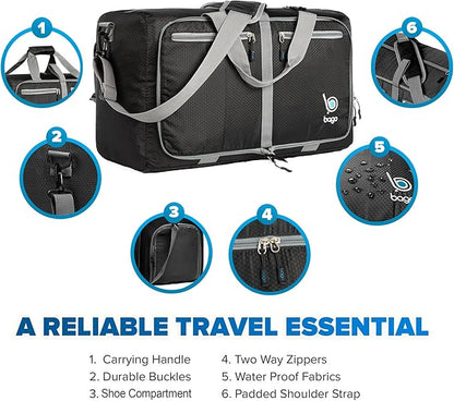 Bago Foldable Duffel Bags for Traveling Women & Men - 40L Sports Packable Duffle Bag for Travel