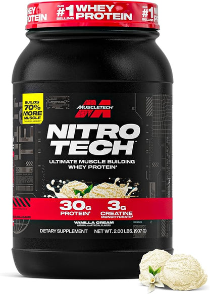 Muscletech Whey Protein Powder (Vanilla Cream, 2.2 Pound) - Nitro-Tech Ultimate Muscle Building