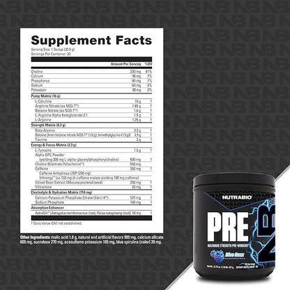 NutraBio Preworkout Powder, Blue Razz| Explosive Energy, Laser Focus, Extreme Pumps| Pre Workout