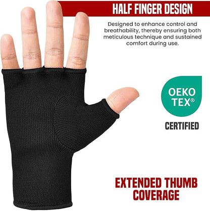 RDX Boxing Hand Wraps Inner Gloves Men Women, Half Finger Elasticated Bandages, Under Mitts Fist