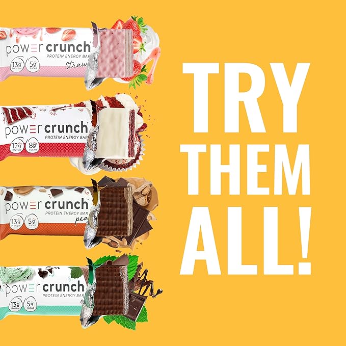 Power Crunch Protein Wafer Bars, High Protein Snacks with Delicious Taste, Cinnamon Roll, 1.4 Ounce