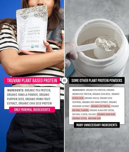 Truvani Vegan Pea Protein Powder | Vanilla | 20g Organic Plant Based Protein | 1 Serving | Keto |